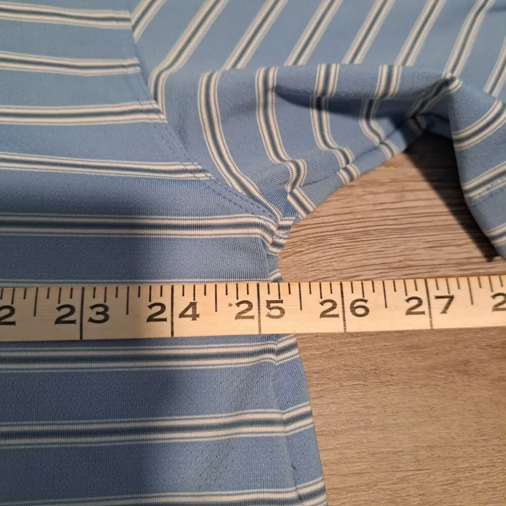 Nike Golf Mens XXL Dri Fit Polo Shirt Collar Vent Blue Striped Logo Tatum Ranch